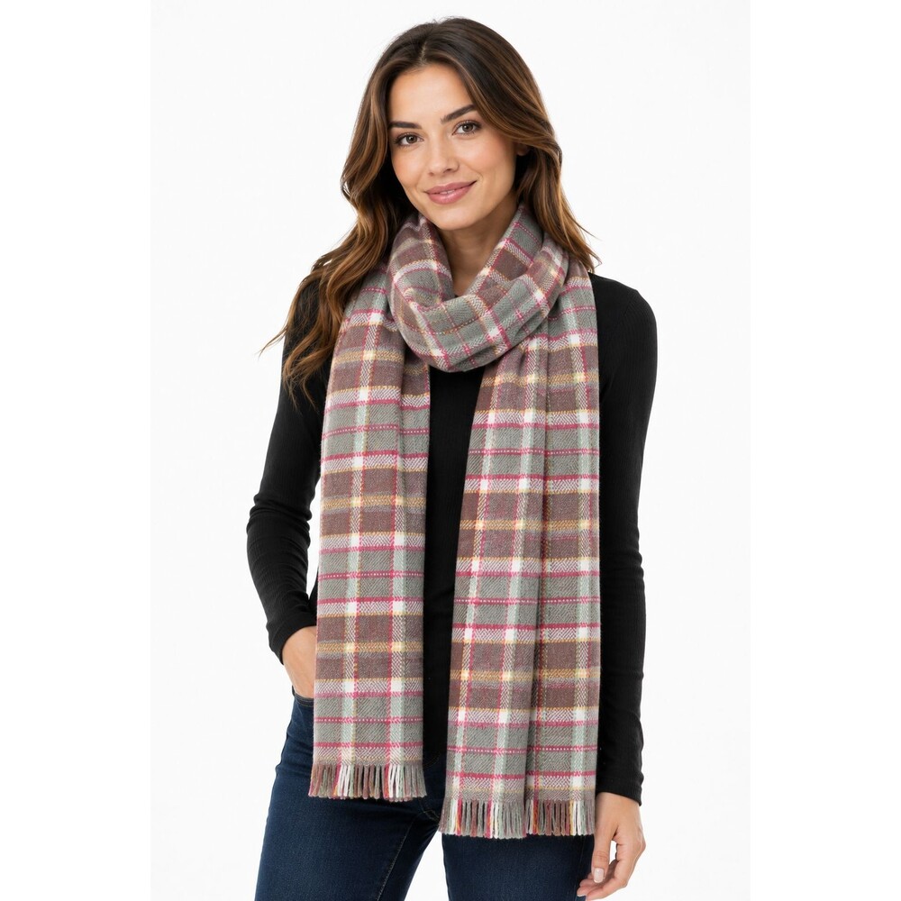 New Lands' End Oblong Scarf Plaid SOFT! Preppy Traditional Classic nwt